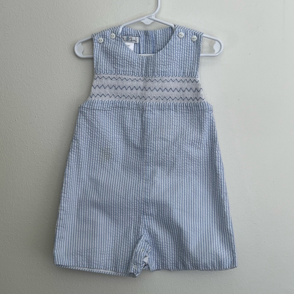 Petit Ami Blue and white Striped Baby Shorts Jumper 24M Boy Girl